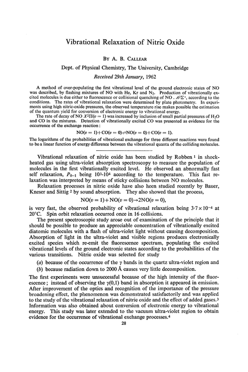 Vibrational relaxation of nitric oxide