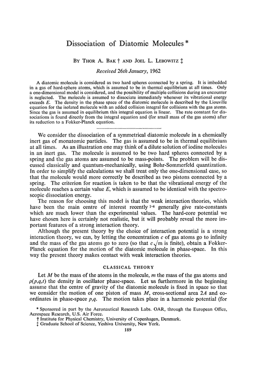 Dissociation of diatomic molecules