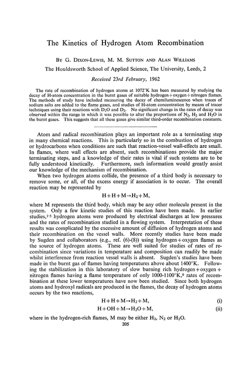 The kinetics of hydrogen atom recombination