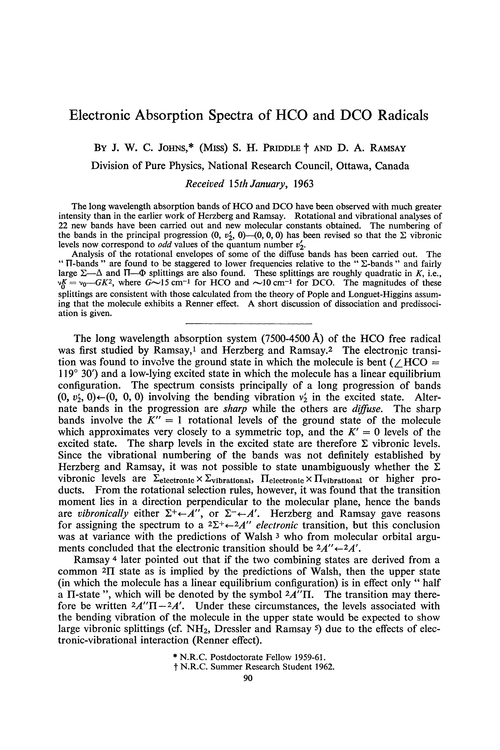 Electronic absorption spectra of HCO and DCO radicals