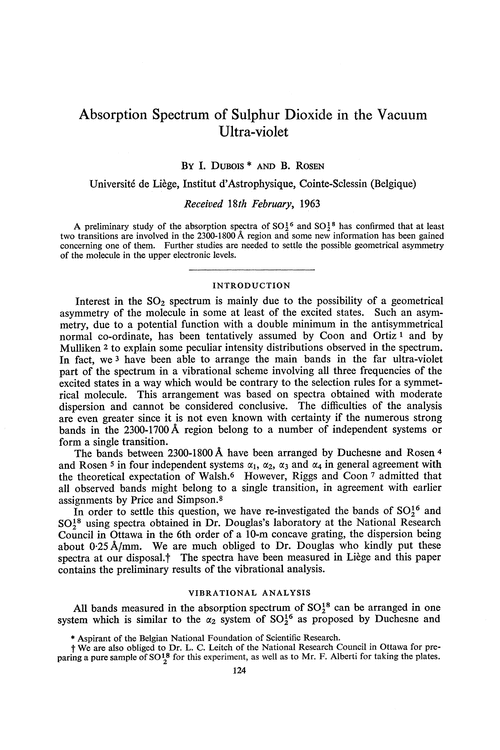 Absorption spectrum of sulphur dioxide in the vacuum ultra-violet