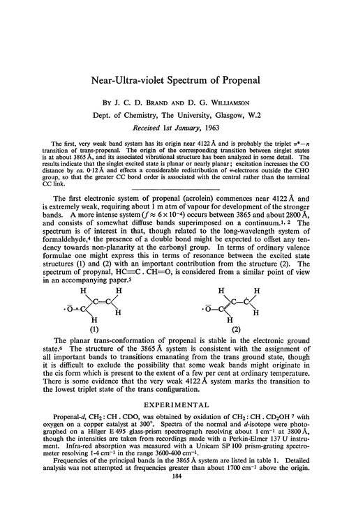 Near-ultra-violet spectrum of propenal