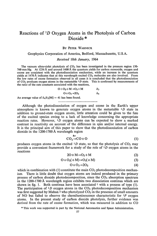 Reactions of 1D oxygen atoms in the photolysis of carbon dioxide