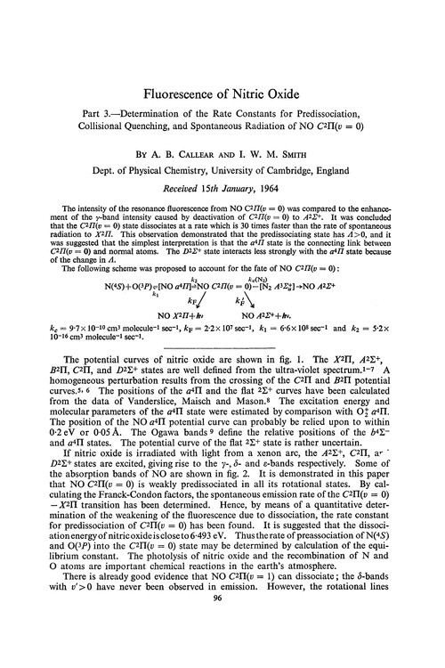 Fluorescence of nitric oxide. Part 3.—Determination of the rate constants for predissociation, collisional quenching, and Spontaneous radiation of NO C2Π(v= 0)