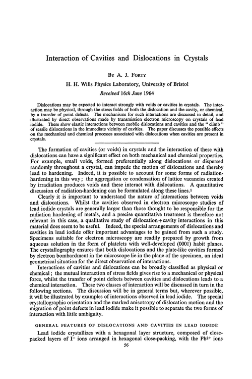 Interaction of cavities and dislocations in crystals