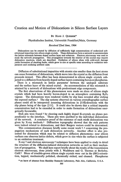 Creation and motion of dislocations in silicon surface layers