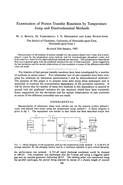 Examination of proton transfer reactions by temperature jump and electrochemical methods