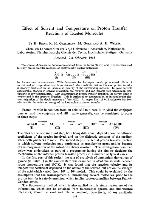Effect of solvent and temperature on proton transfer reactions of excited molecules