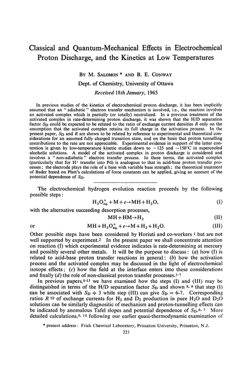 Classical and quantum-mechanical effects in electrochemical proton discharge, and the kinetics at low temperatures