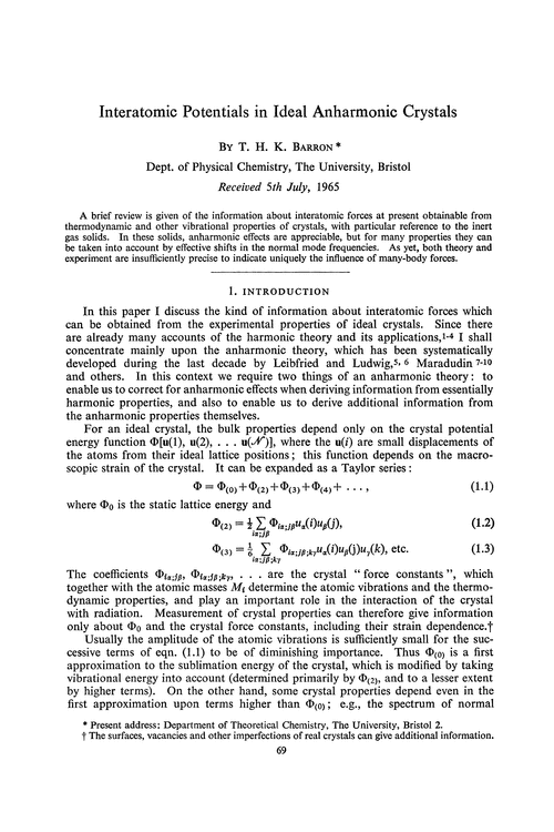 Interatomic potentials in ideal anharmonic crystals