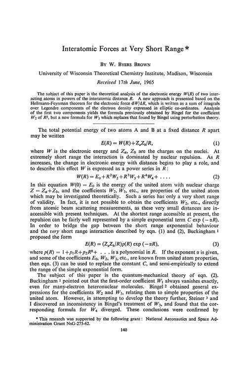 Interatomic forces at very short range