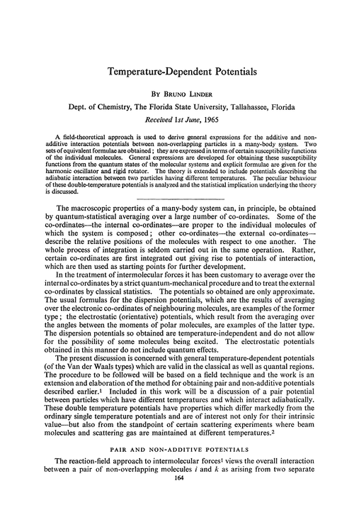 Temperature-dependent potentials