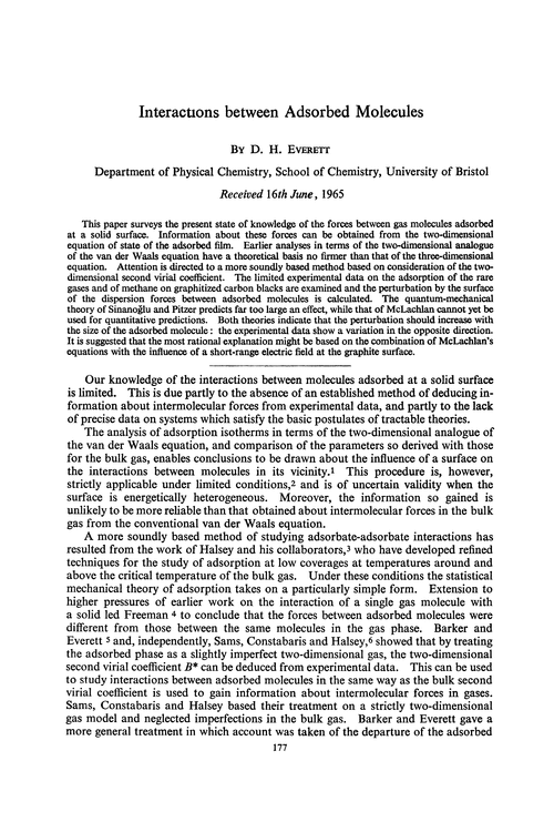 Interactions between adsorbed molecules