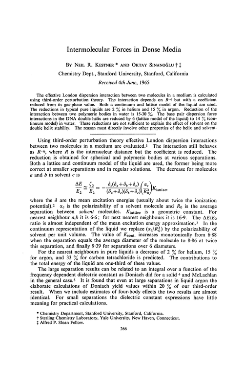 Intermolecular forces in dense media