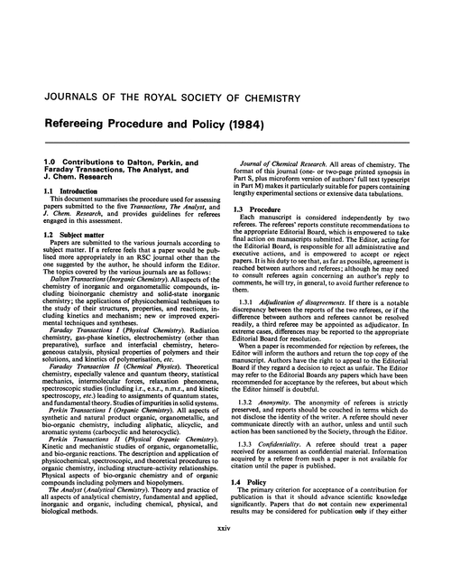 Refereeing procedure and policy (1984)
