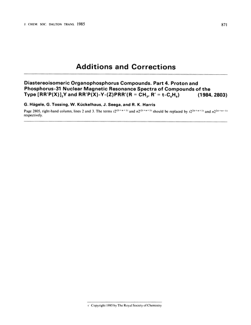 Additions and corrections