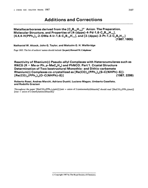 Additions and corrections