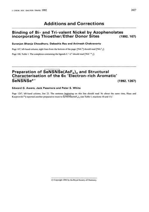 Additions and corrections