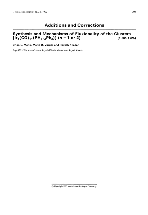 Additions and corrections