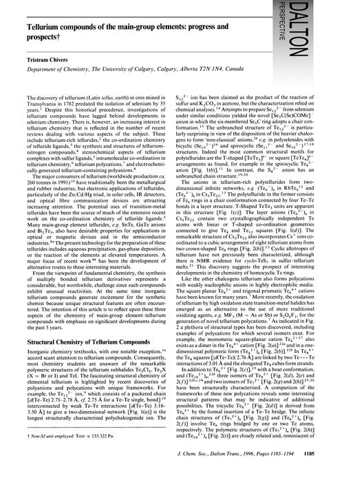 Tellurium compounds of the main-group elements: progress and prospects