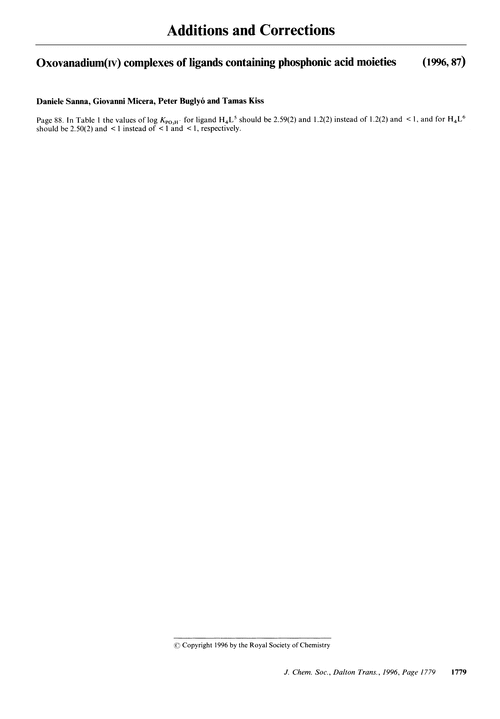 Additions and corrections