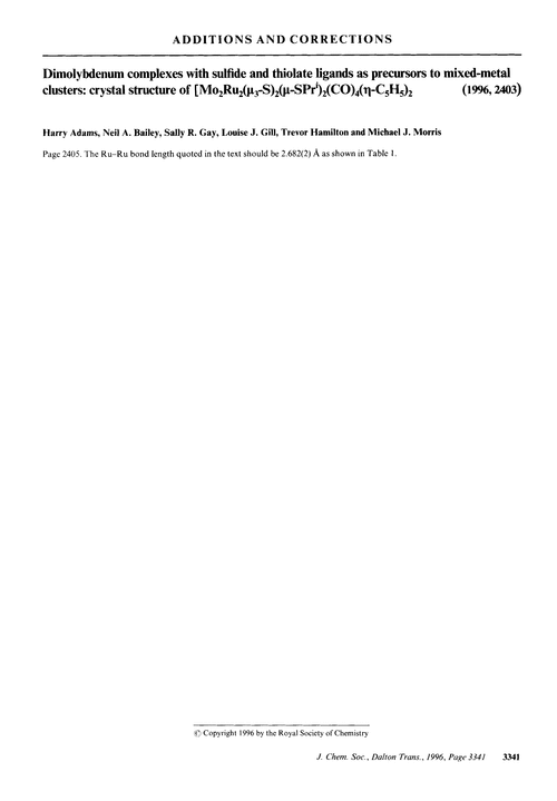 Additions and corrections