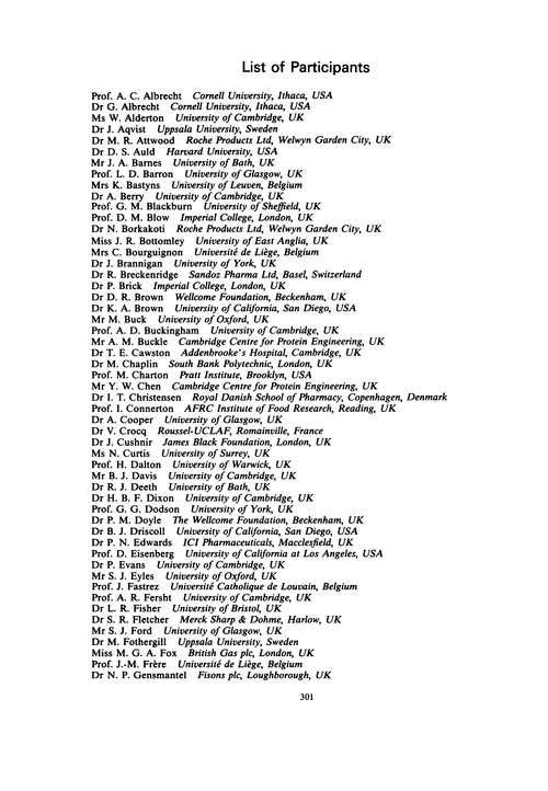 List of participants