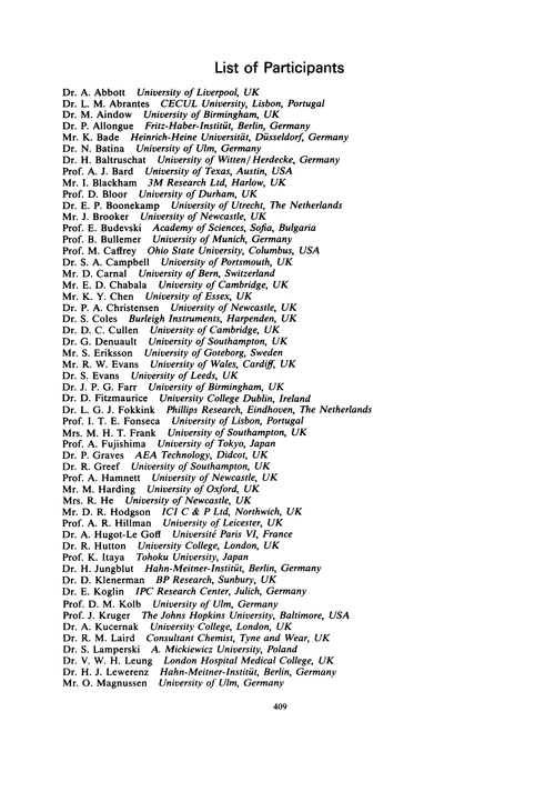 List of participants