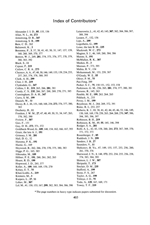 Index of contributors