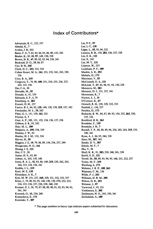 Index of contributors