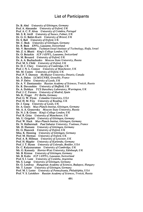 List of participants