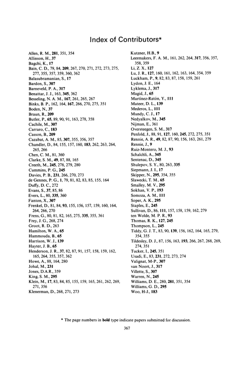 Index of contributors