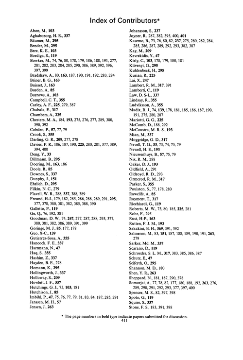 Index of contributors