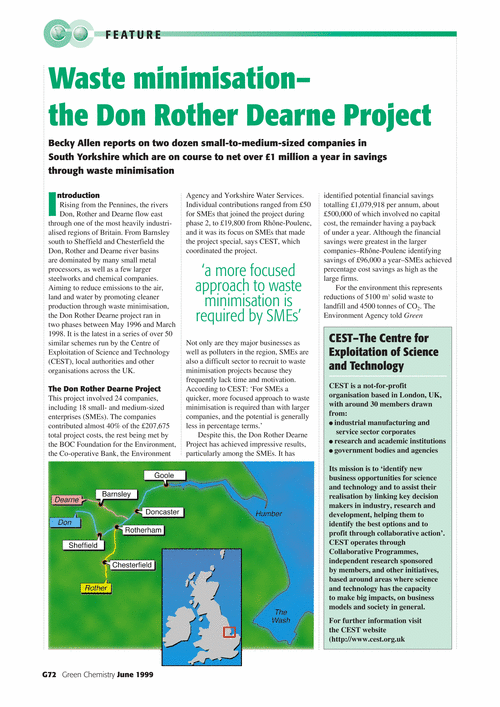 Waste minimisation-the Don Rother Dearne Project