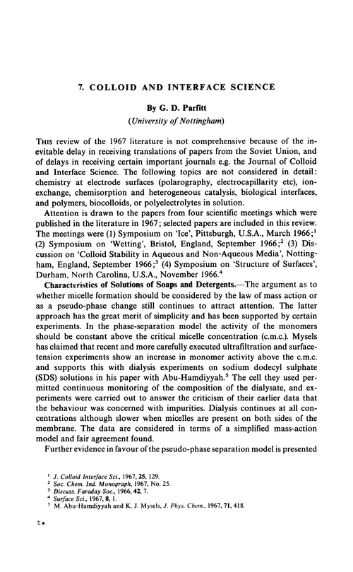 Chapter 7. Colloid and interface science