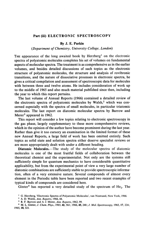 Chapter 8. Rotational, vibrational, and electronic spectroscopy. Part (iii) Electronic spectroscopy