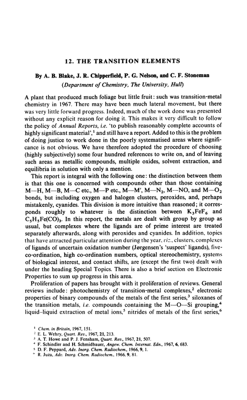 Chapter 11. The transition elements