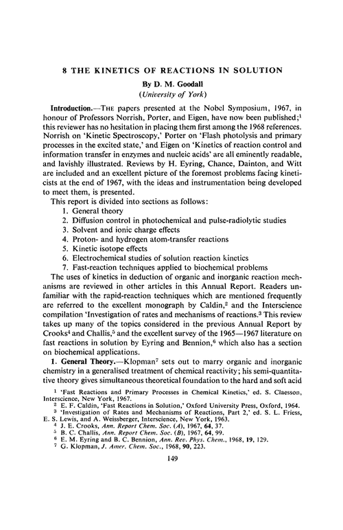 Chapter 8. The kinetics of reactions in solution