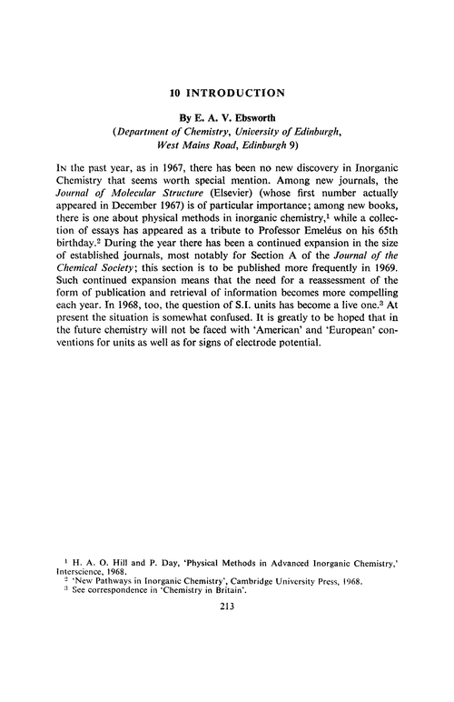 Inorganic chemistry. Chapter 10. Introduction