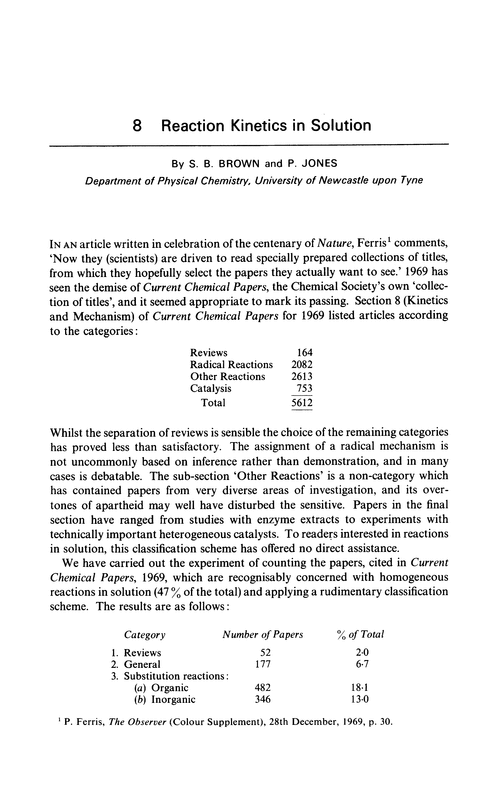 Chapter 8. Reaction kinetics in solution