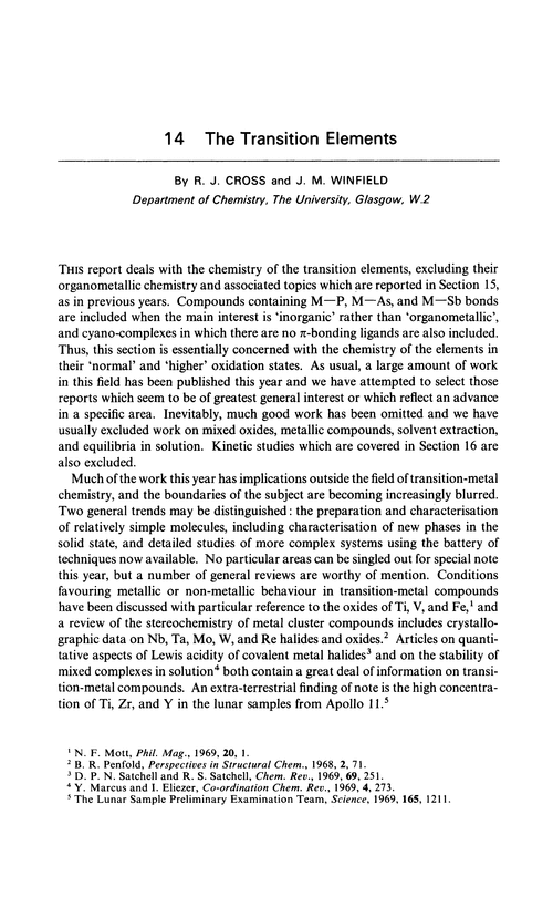Chapter 14. The transition elements