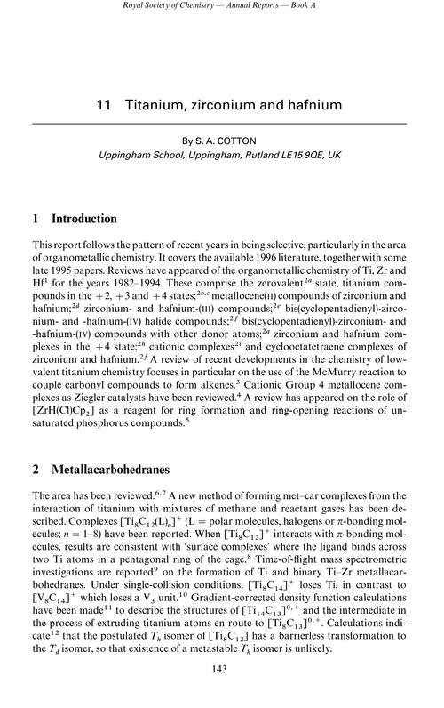 Chapter 11. Titanium, zirconium and hafnium