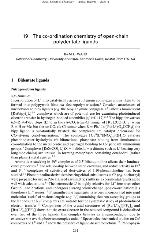 Chapter 19. The co-ordination chemistry of open-chain polydentate ligands