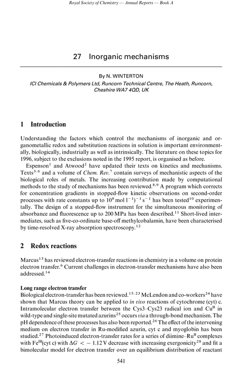 Chapter 27. Inorganic mechanisms
