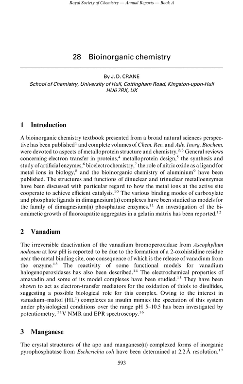 Chapter 28. Bioinorganic chemistry