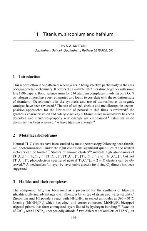 Chapter 11. Titanium, zirconium and hafnium