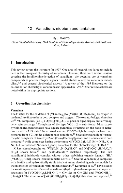 Chapter 12. Vanadiumm, niobium and tantalum