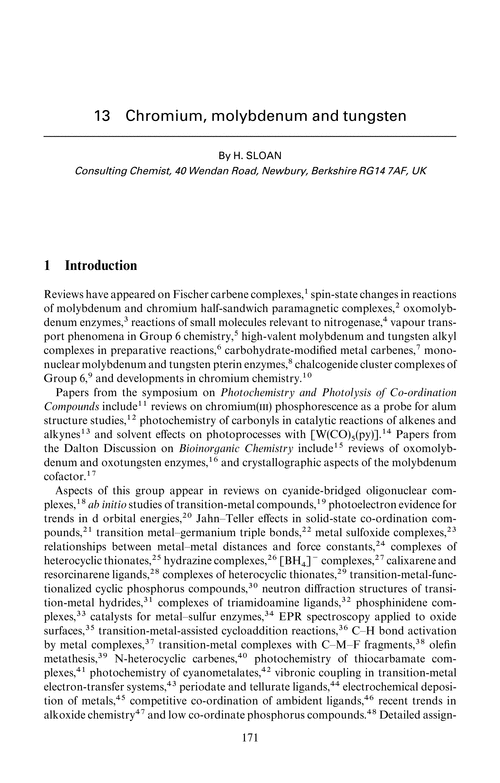 Chapter 13. Chromium, molybdenum and tungsten