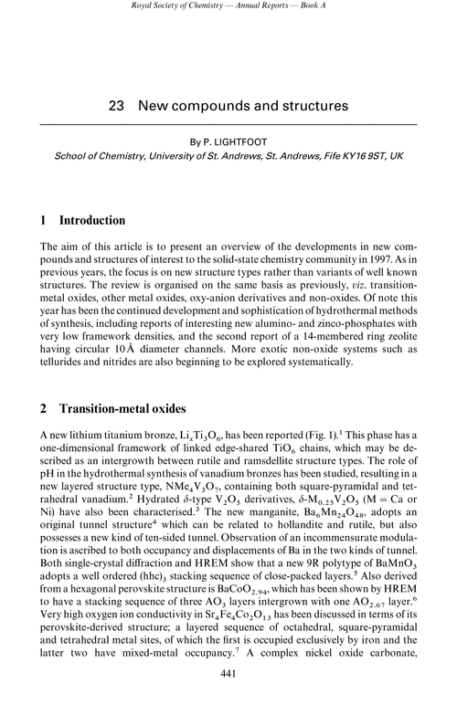 Chapter 23. New compounds and structures