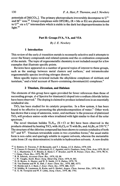 Chapter 3. The transition elements. Part II: Groups IVA, VA, and VIA